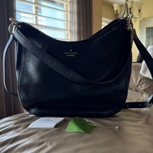 Kate Spade Lora Black Oakwood Street Pebbled Leather Hobo Bag